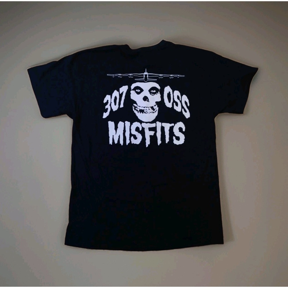 307 OSS Misfits Skull T Shirt Military Air Force Squadron Graphic Black Gildan L